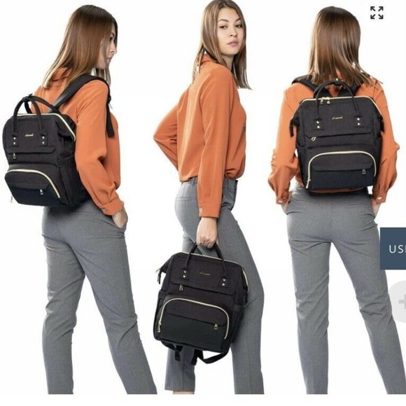 LOVEVOOK LAPTOP BACKPACK FOR WOMEN, WITH USB PORT COMPUTER WORK BLACK BAG - Picture 2 of 10